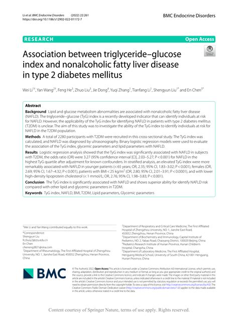 PDF Association Between Triglycerideglucose Index And Nonalcoholic