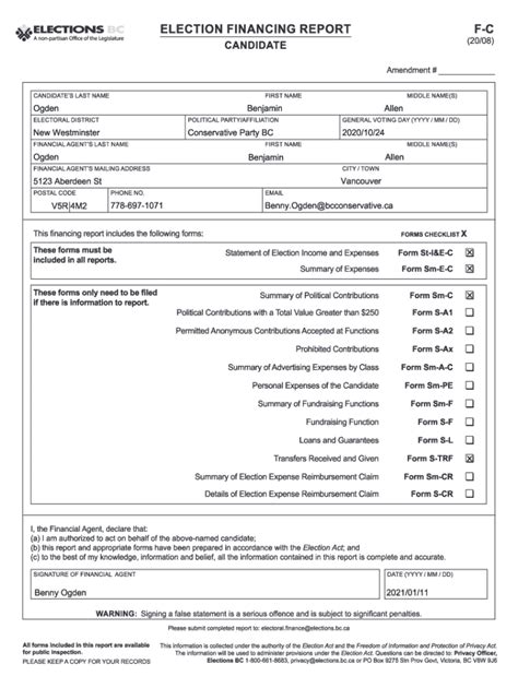 Fillable Online Conservative Party BC Fax Email Print PdfFiller