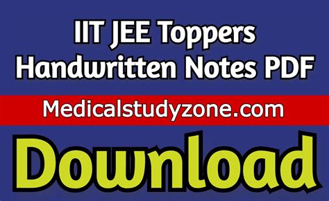 Iit Jee Toppers Handwritten Notes 2021 Pdf Free Download Medical