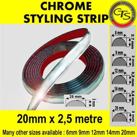 20mm X 25m Chrome Car Styling Moulding Strip Trim Adhesive 5902429970399 Ebay