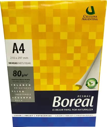 Resma A4 500 Hojas 80 Gr m2 Boreal Caja X 10 Un Envío gratis