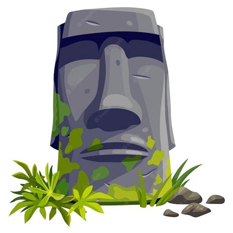 Premium Vector Moai On Easter Island Isolated Vector Cartoon Stone