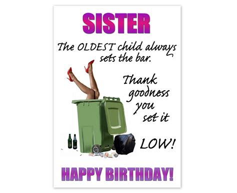 Sister Funny Birthday Card Rude Adult Humour For Women Sets Etsy