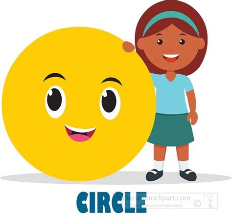 Mathematics Clipart-girl holds circle cartoon shape geometry character clipart