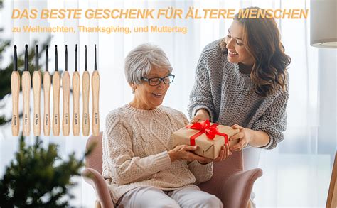 Coopay Holzgriff Häkelnadel Set 9 Stück Ergonomische Metall