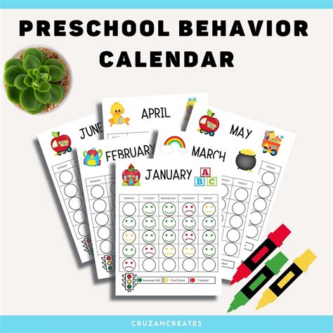 Behavior Chart Behavior Calendar Preschool Behavior Calendar Preschool ...