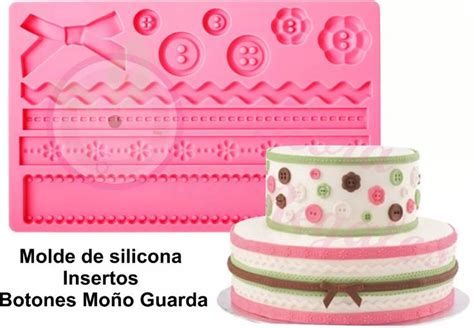 Molde Silicona Insertos Boton Guarda Moño Fondant Yeso Jabon 963 24