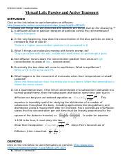 Virtual Lab 1 Passive Vs Active Transport 2 Docx STUDENT NAME