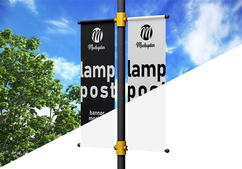 Free Lamp Post Banner Mockup Psd Template Mockup Psd Psd Templates