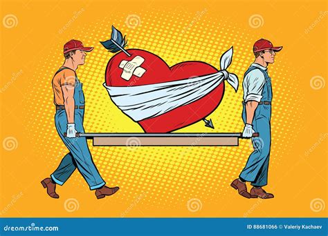 Wounded Love Red Heart With Cupid Arrow Vector Illustration