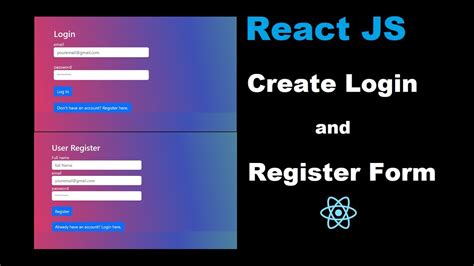 Creating Login And Register Form In React Js React Tutorial Youtube