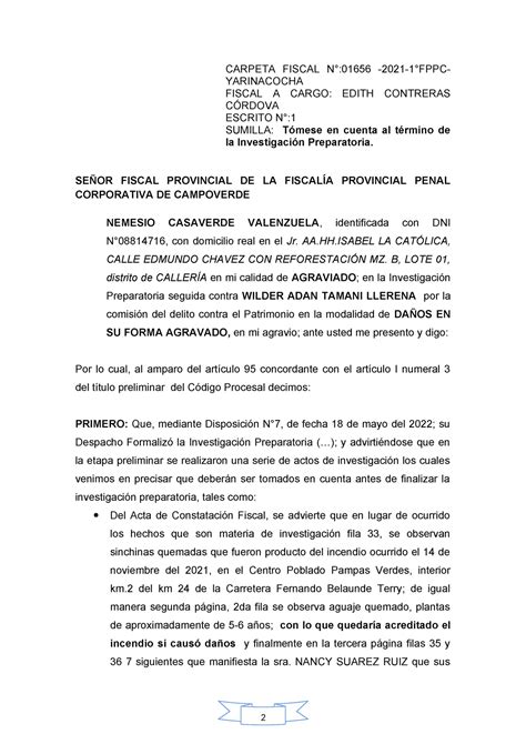 Escritos Varios Penal Solicitud De Actos De Investigaci N Carpeta