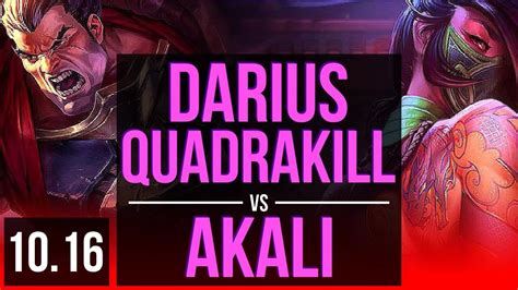 Darius Vs Akali Top Quadrakill 4 Early Solo Kills Rank 13 Darius