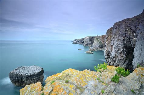 Sea Rocks Coast Wales United Kingdom Bucks Pool Hd Wallpaper