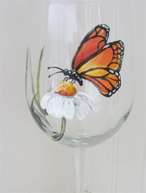 Butterfly Wine Glass Hand Painted Hand Painted Wine Glasses Hand Painted Wine Glass Hand