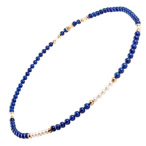 Lapis Lazuli Pearl Gold Necklace At 1stDibs Lapis And Pearl Necklace