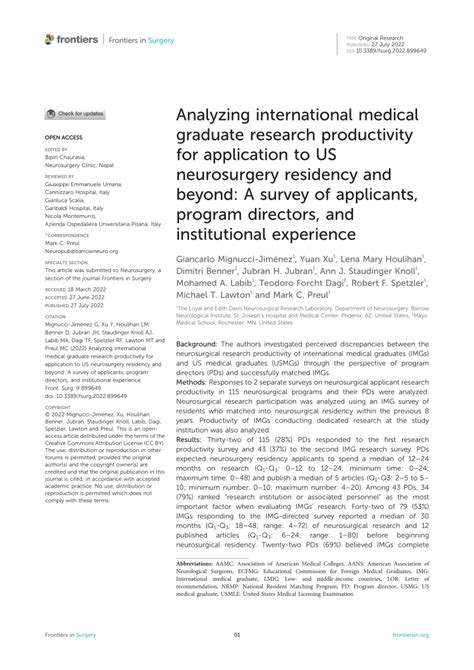 Pdf Analyzing International Medical Graduate Research Productivity