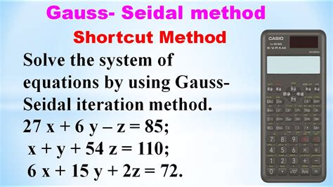 Snm Ma3251 Gauss Seidel Method Solution Of System Of Equations