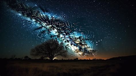 Premium AI Image | A landscape with a starry sky and the milky way