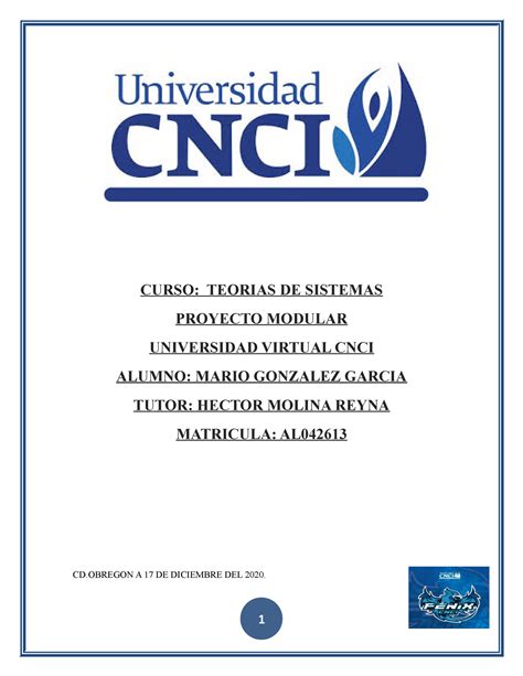 Proyecto Modular Teoria De Sistemas CURSO TEORIAS DE SISTEMAS