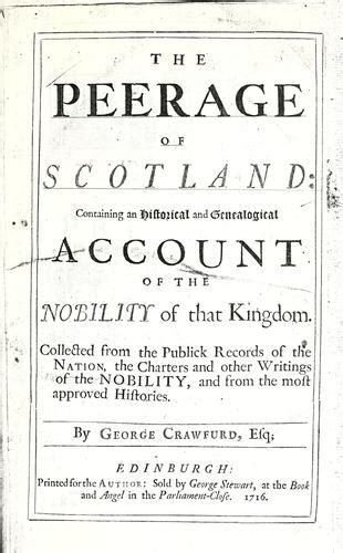 The peerage of Scotland (1716 edition) | Open Library