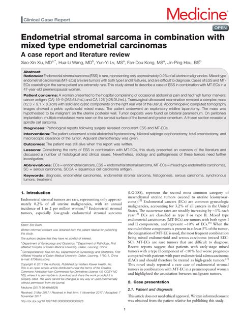 (PDF) Endometrial stromal sarcoma in combination with mixed type ...