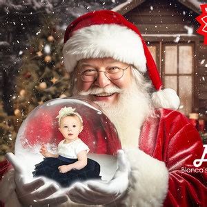 PHOTOSHOP TEMPLATE Digital Background Snow Globe Santa Etsy