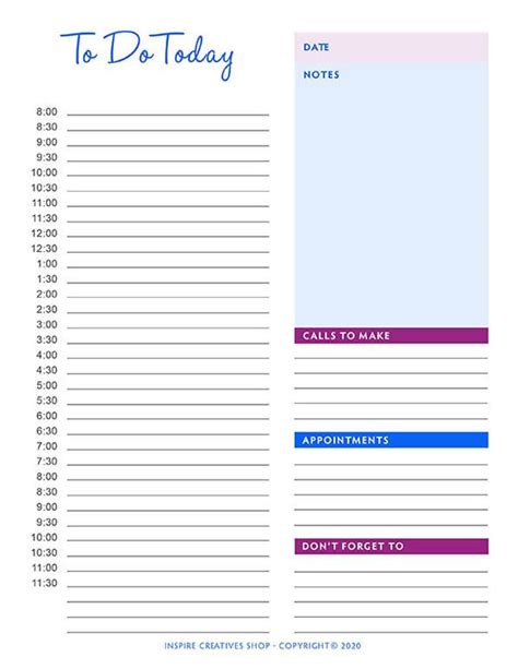 Daily Hourly Time Log Time Management To Do List Planner Sheet