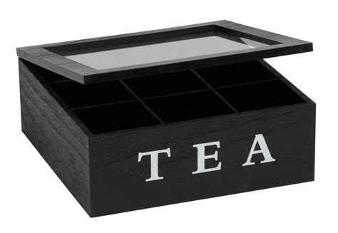 Cookinglife Teebox Holz Schwarz F Cher Mit Glasdeckel Kaufen Bei