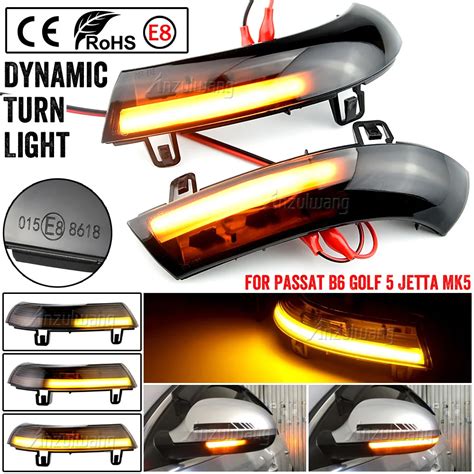 Pair Led Side Wing Rearview Mirror Dynamic Indicator Blinker Flowing