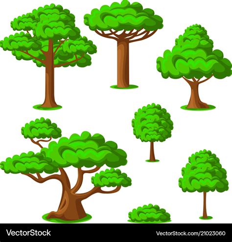 Cartoon Trees Set On A White Background Royalty Free Vector