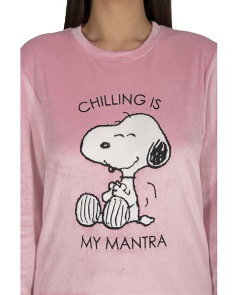 Pijama Mujer De Terciopelo Rosa Y Azul Snoopy Bikini Bikini