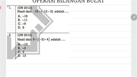 Soal Hots Bilangan Bulat Contoh Soal Hots Penjumlahan Dan Pengurangan