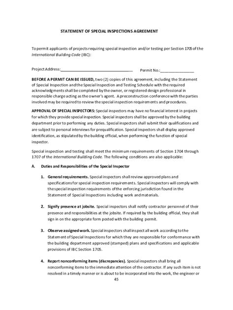 Fillable Online Statement Of Special Inspections Agreement Fax Email Print Pdffiller