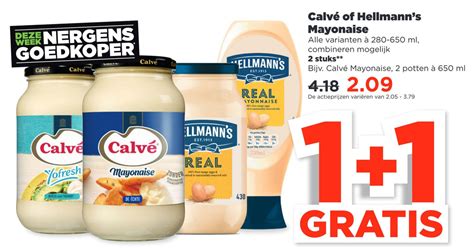 Calv Of Hellmann S Mayonaise Aanbieding Bij Plus