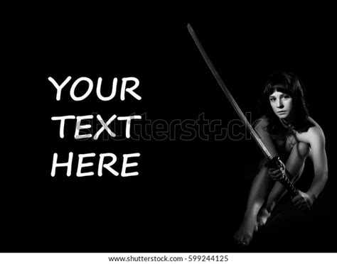Sexy Nude Woman Sword On Dark Stock Photo 599244125 Shutterstock