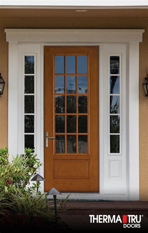 3 4 Lite Woodgrain Stained Fiberglass Door With SDLs By Therma Tru