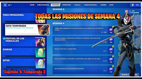 ⚔️fortnite CÓmo Completar Todas Las Misiones De La Semana 4 Capítulo 4 Temporada 2 Mega 🈯