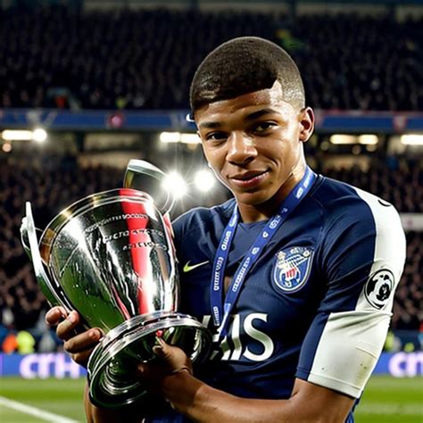 Kylian Mbappe Winning Champions League Trophy