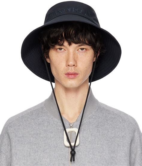 JW Anderson Navy Logo Shade Bucket Hat JW Anderson