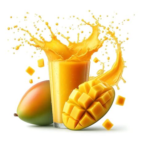 Jugo De Mango Salpicado Aislado En El Fondo Blanco Foto Premium