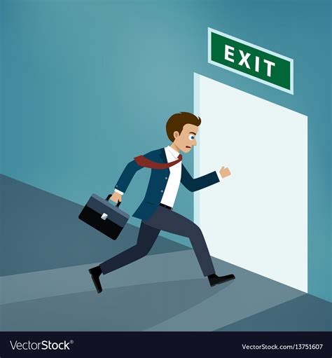 Businessman Runs To Exit Door Royalty Free Vector Image