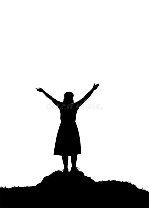 Silhouette Woman Standing Hands Up Stock Illustrations 153 Silhouette