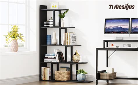 Amazon Tribesigns Tier Bookshelf Black Ladder Corner Bookshelf