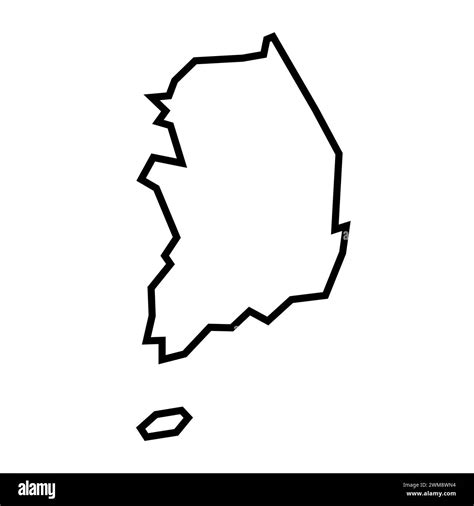 South Korea Country Thick Black Outline Silhouette Simplified Map