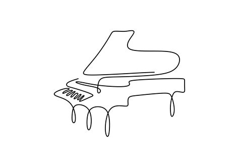 Piano One Line Drawing Vector Illustration Continuous Single Hand Drawn Classical Music