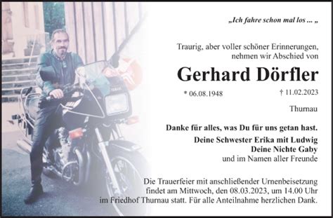 Traueranzeigen von Gerhard Dörfler Nordbayerischer Kurier