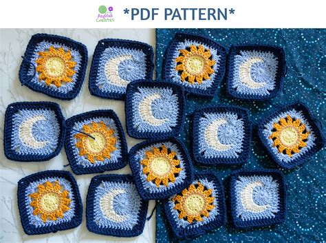 Sun And Moon Granny Square Crochet Pdf Pattern Etsy De