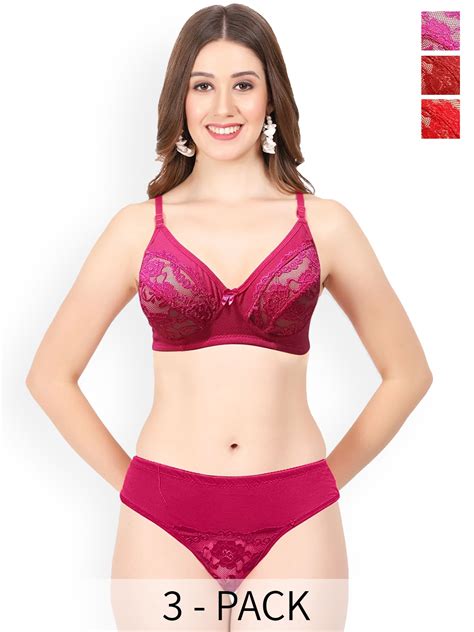 Buy BAESD Pack Of Cotton Laced Non Padded Lingerie Set Lingerie Set For Women Myntra