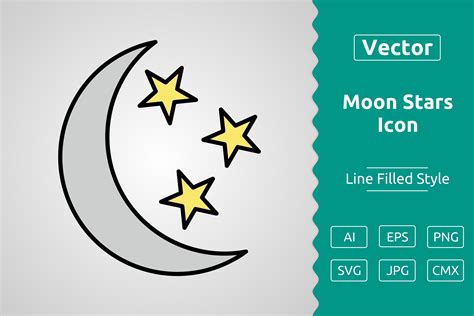 Vector Moon and Stars Filled Outline Ico Graphic by Muhammad Atiq ...